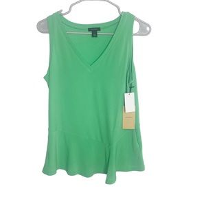 Halogen green peplum top sleeveless NEW size small L
